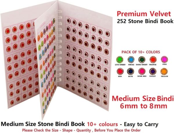 VAMA Multicolour Stone Bindi Kumkum Forehead Sticker Bindiya Bindi Booklet for Ladies & Girls (Medium Size 252 Stone Bindis Booklet) - Image 2