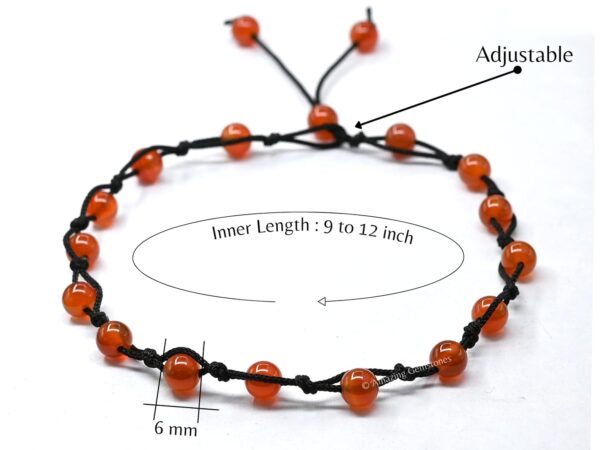 Carnelian Anklet Ankle Bracelets for Women - Waterproof Beaded Healing Crystal Anklets, Plus Size Chakra Gemstone Bead Anklet (Stretchy Adjustable - Hand Knotted) - Image 2