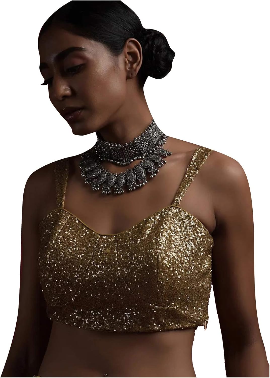 Women's Readymade Blouse For Sarees Indian Designer Cotton Silk Bollywood Padded Stitched Crop Top Choli