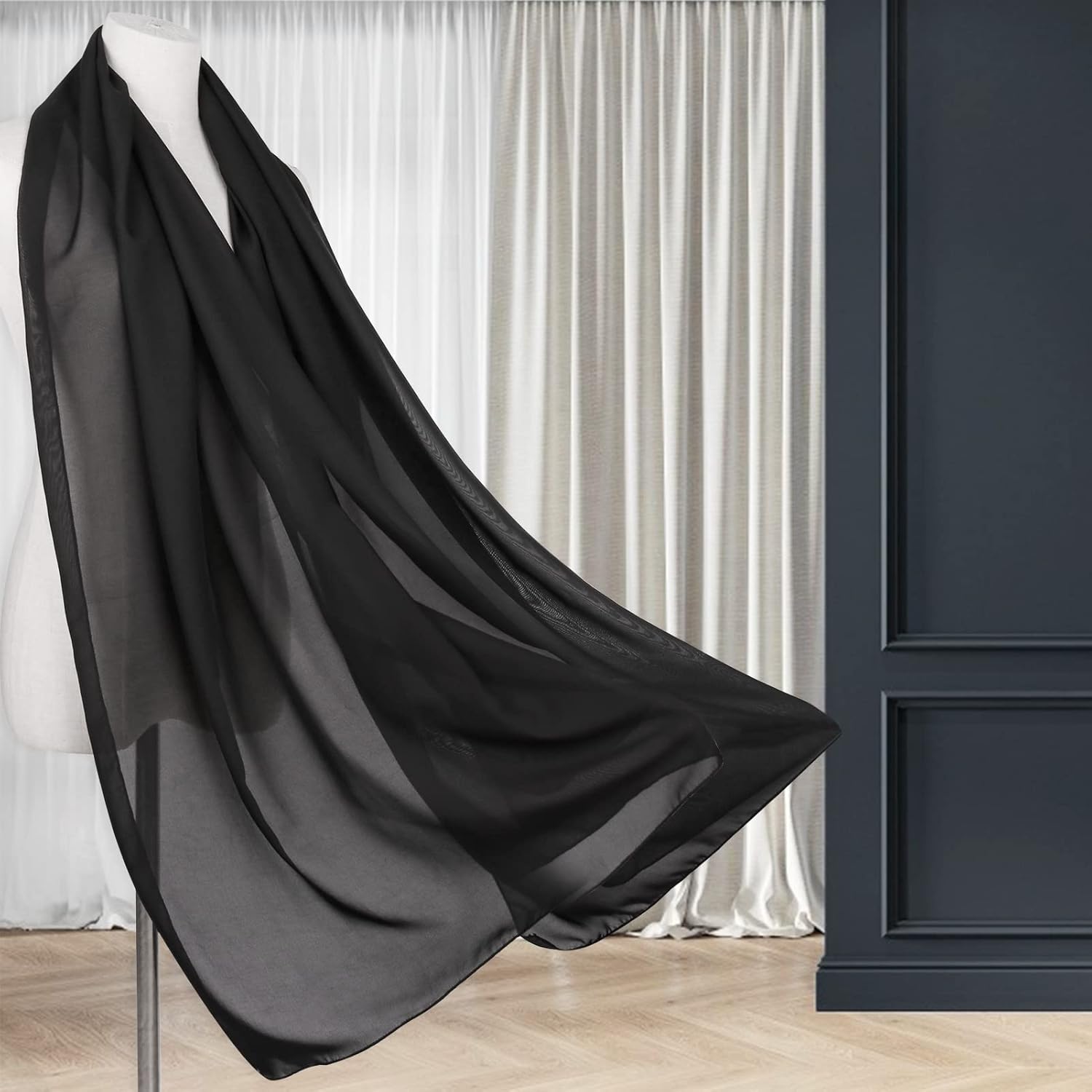 Ladiery Women Chiffon Shawls and Wraps for Evening Dresses, Elegant Soft Sheer Chiffon Stole Bride Wedding Scarf - Image 4