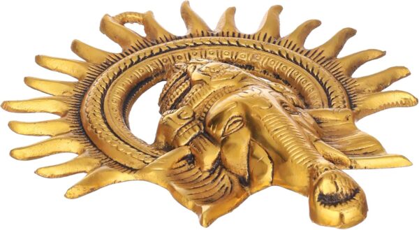 TIED RIBBONS Ganesh Wall Hanging for Home 9 Inch | Brass Ganesh Face with Sun Statue | Indian God Idol | Traditional Wall Décor Antique Ganpati Statue for Home, Entrance, Indian Decorations for Home - Image 9