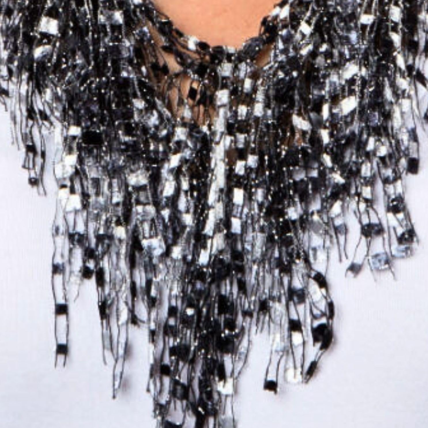 Womens Scarf Lightweight - Black and White Scarf for Women - Long Black White Statement Necklace Jewelry- Scarf for Dresses Elegant - Black Infinity Scarf (Black and White) - Image 2