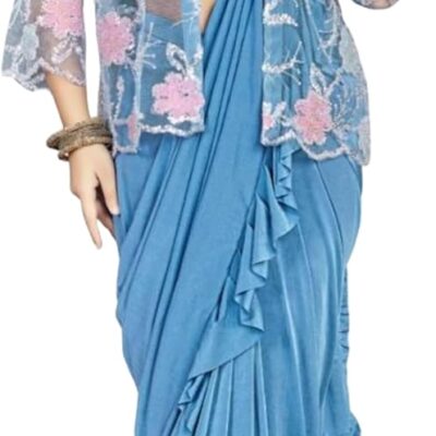 Festive Indian Fancy Ready To Wear Women Saree Pre - Pleated Stitched Sari Jacket 8945