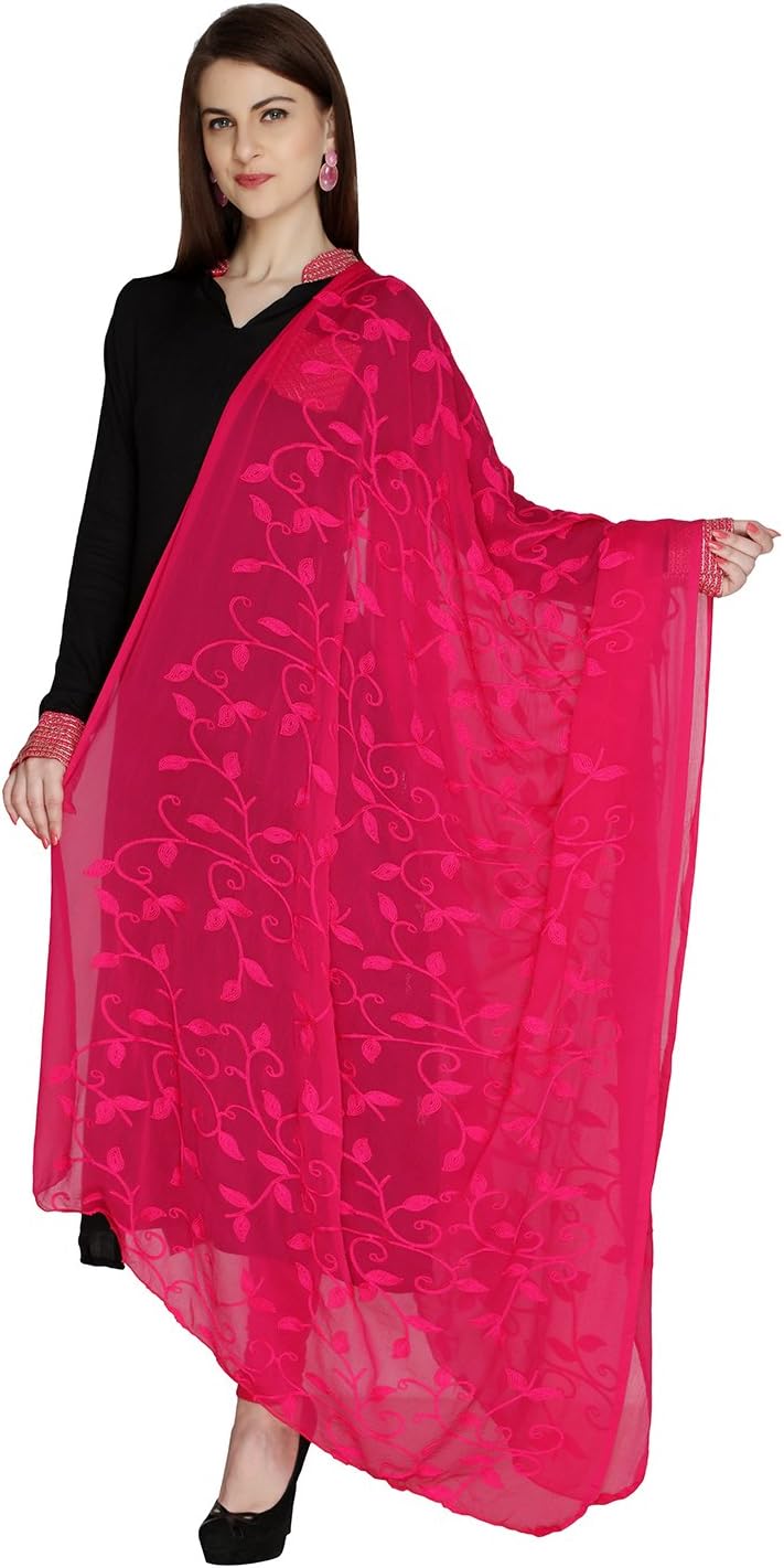 DUPATTA BAZAAR Woman's Embroidered Soft Chiffon Chunni,Dupatta, Stole