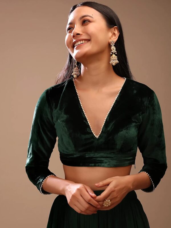 Women's Readymade Blouse For Sarees Indian Bollywood Designer Padded Stitched Crop Top Choli - Image 3