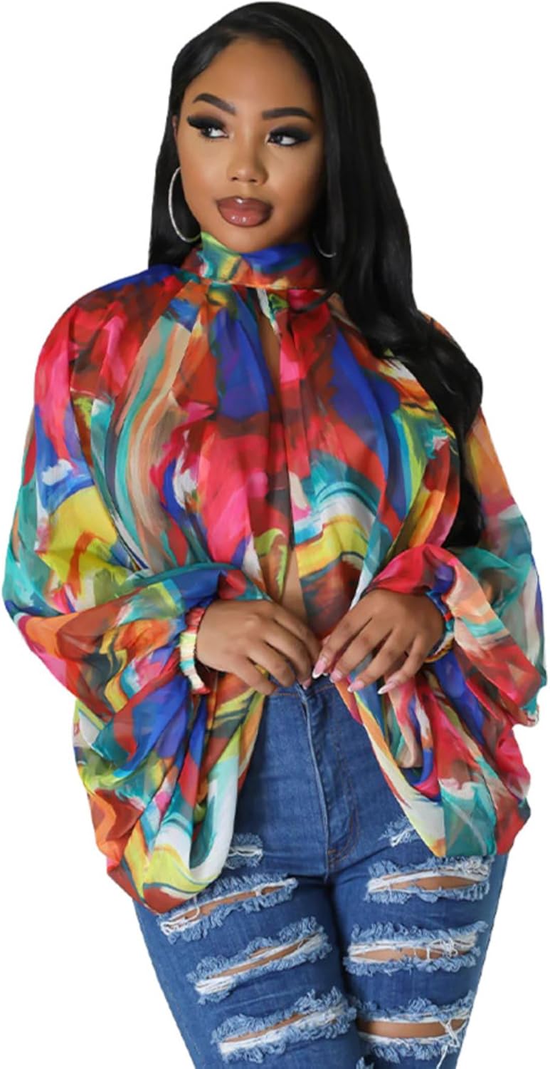 Sexy Tops for Women Party Club Night Batwing Sleeve Chiffon Sheer Self Tie Back Front Open Women Shirts Casual Summer - Image 4