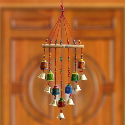 AVIXI Handcrafted Windchimes.Rajasthani Handmade Hand Painted Bell Wall Hanging/Home Decor Windchimes Bell/Colorful Hanging |Jhoomar Hanging for Home Door, Wall, Temple, Bedroom Decor