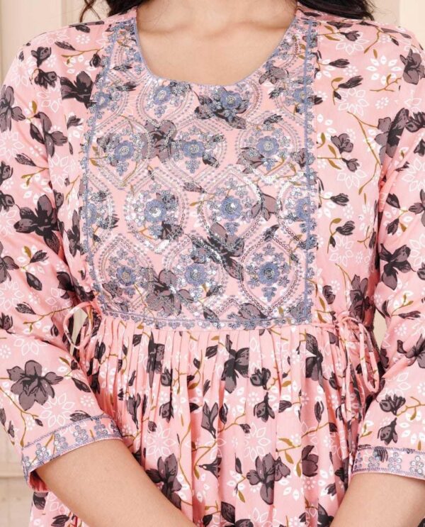 Flower Printed Rayon Kurti with Printed Pant & Dupatta Set for Women - Image 3