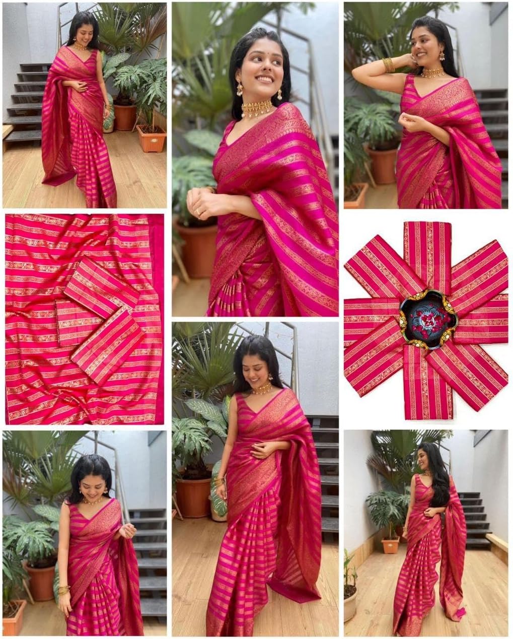 Pink Saree with Blouse Indian Wedding Wear Saree Exclsuive Saree - Image 2