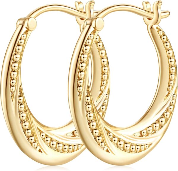 14K Gold Hoop Earrings for Women Small Gold Hoop Earrings 14K Gold Earrings Rotating Small Ball Design Comfortable Gold Earrings for Women Hoop Earrings Womens Jewelry (22mm, 25mm)
