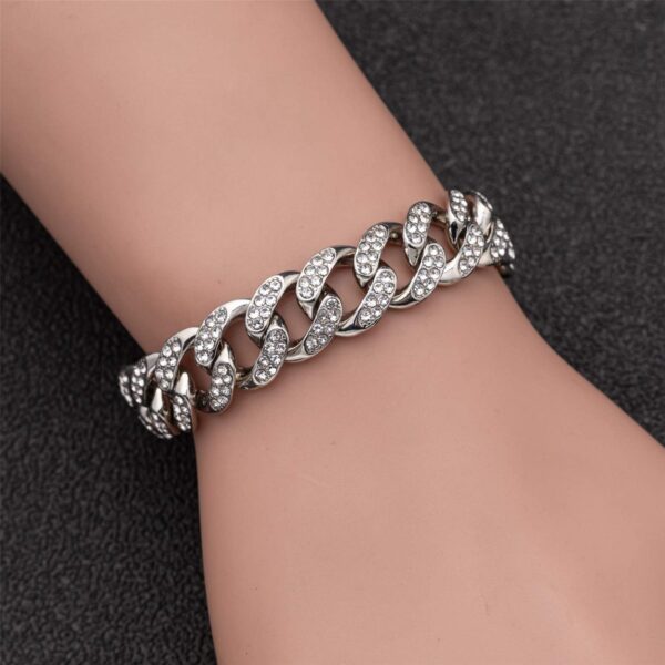 kelistom Cuban Link Anklet Bracelet for Women Men Hip-hop 18K Gold/White Gold Plated Iced Out Rhinestones Filled Chain Ankle Bracelets, 9" 10" 11" - Image 5