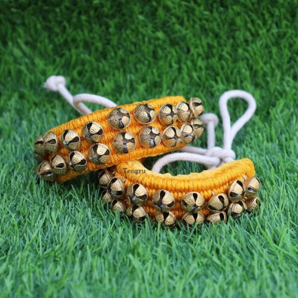 Kathak Ghungroo Pad 2 Line (20+20) 16 No Bells Indian Professional Handmade Dancing Big Bells Pair Classical Dance Accessories I Anklet for Kids and Adults (TG-Yellow 2 Line) - Image 6