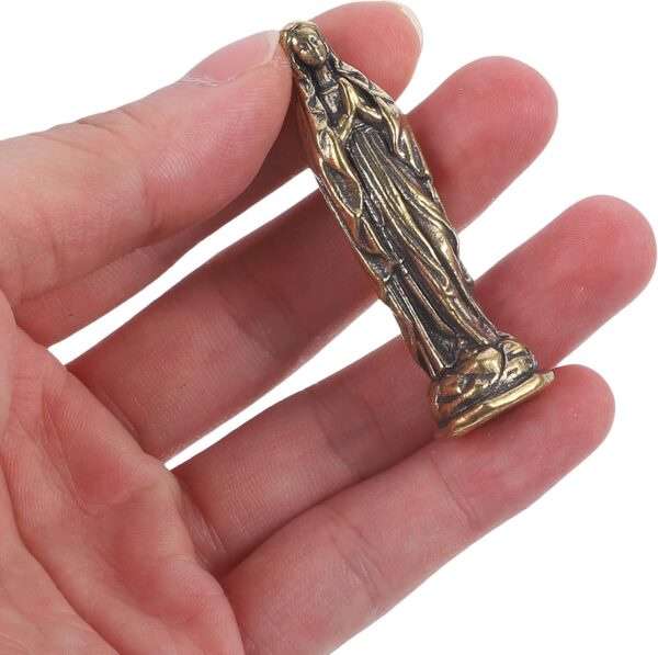 3pcs Brass Maria Desk Topper Miniature Catholic Statues Nativity Decor Lady of Lourdes Statue Virgin Statue Small Virgin Figurine Mini Beetle Mother Idol Christmas - Image 3