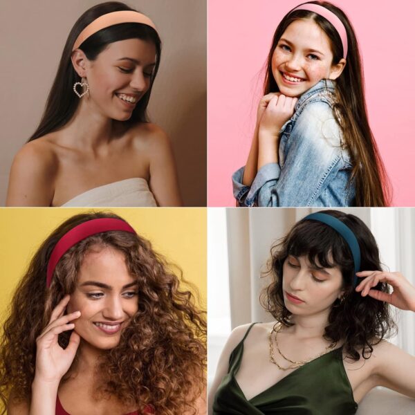 Wecoe 10 Pack Satin Headbands 1.3 Inch Wide Red White Black Pink Purple Headband Women Girls Non Slip Fashion Hair Bands Diy Holiday Costume Accessories Diademas Coreanas Para Mujer - Image 5