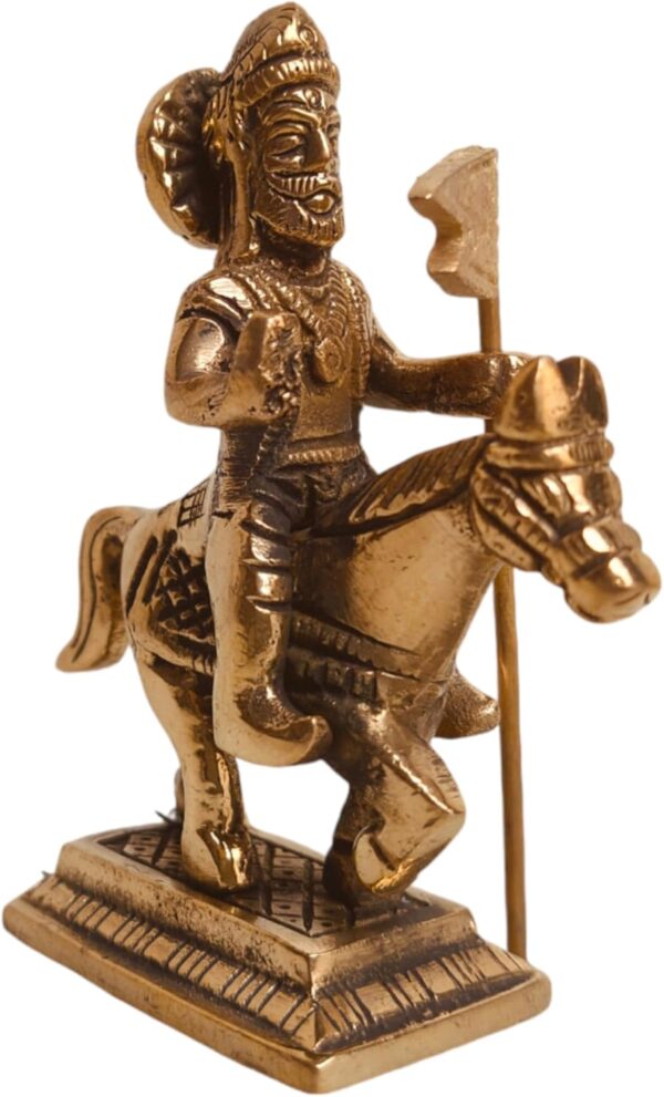 Brass Statue of Jaharveer Ji Sitting on Horse | Ramdev Pir Idol | Ramdev Murti Sculpture | Spiritual Idol for Pooja Home Temple Decor Gift Showpiece 3.5" Inch (180 Grams)