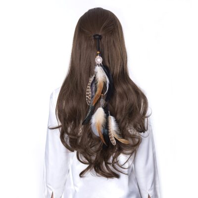 LUREME Indian Feather Headband Accessories-Handmade Feather Hair Ties Costume Head Dress Tribal Feather Headpiece (hb000012-13)