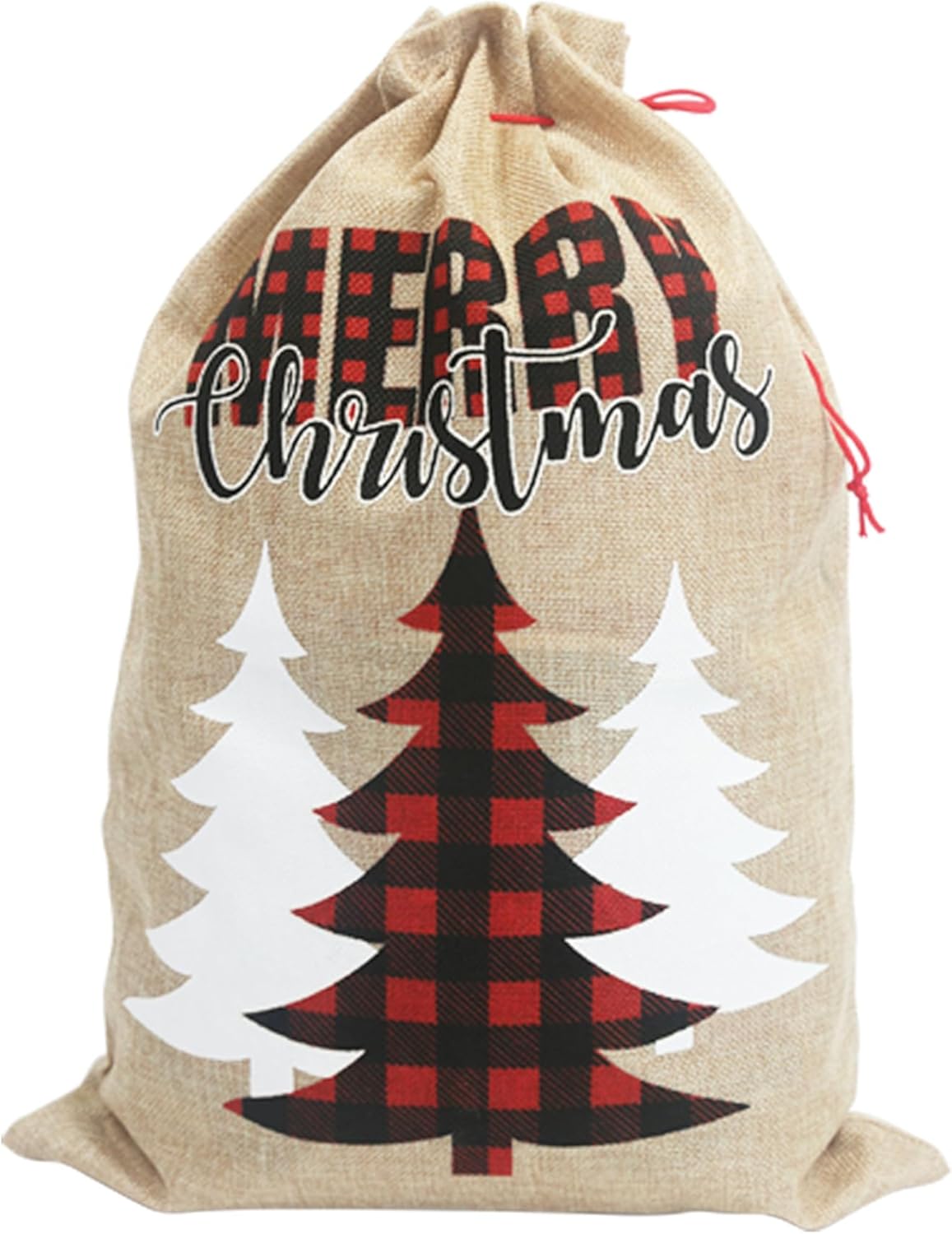 PerFest 13.8'' x 19.7'' Christmas Medium Burlap Sacks – Christmas Hessian Linen Drawstring Goody Gift Bags. 4 Designs : Reindeer, Tree, Car, Snowman. Pack of 4 - Image 4