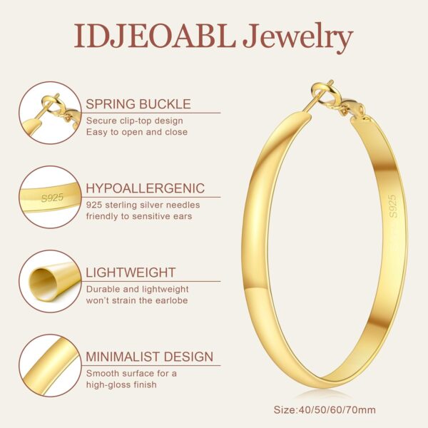 5mm Wide Gold Hoop Earrings for Women Trendy 14K Gold Plated Large Big Flat Hoop Earrings Non Tarnish Everyday Earrings Jewelry for Women - Image 2