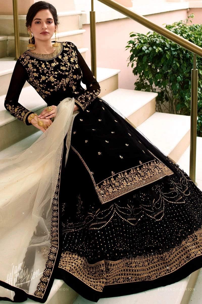 Delisa New Indian/Pakistani Eid Special Party/Ethnic wear Georgette Straight Ghagra Style Salwar for Womens NEW 00 - Image 5