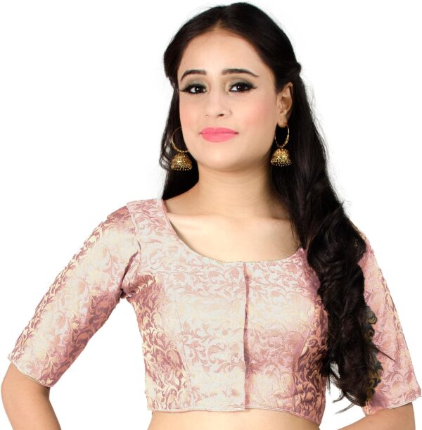 Chandrakala Banarasi Blouses for Women Sarees,Readymade (B181-P)