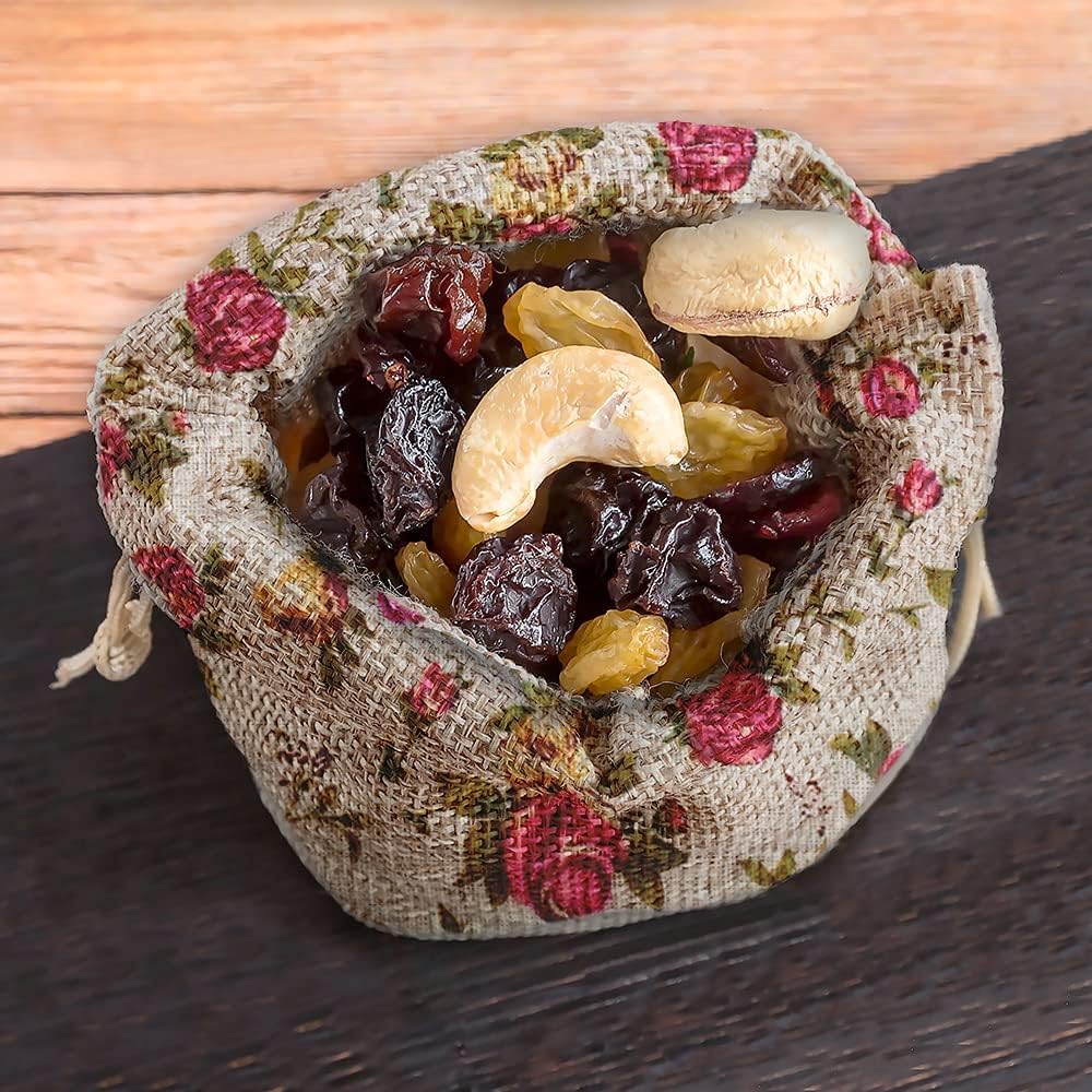 Mandala Crafts Rose Burlap Drawstring Bags - Floral Gift Bags – Flower Linen Burlap Bags with Drawstring Small Pouches for Wedding Party Favor Jewelry 30 Bags 6X8 Inches - Image 9