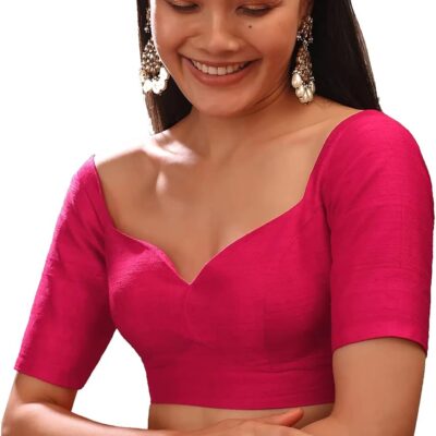 Women's Readymade Banglori Art Silk Blouse For Sarees Indian Bollywood Designer Padded Stitched Crop Top Choli