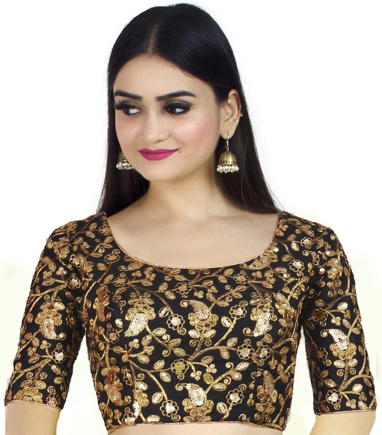 Chandrakala Embroidered Blouses for Women Sarees,Readymade (B187-P)