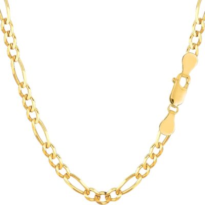 Jewelry Affairs 10k Yellow Solid Gold Figaro Chain Necklace, 4.0mm