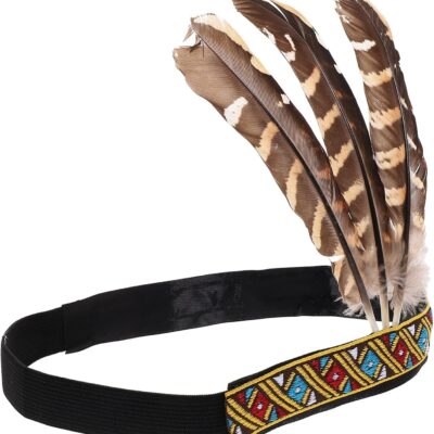 Crown Decor Plume Headband Ethnic Style Headdress Indians Costume Headpieces Bohemian Headwear Native American Hair Accessories for Women Men Trending Clothes