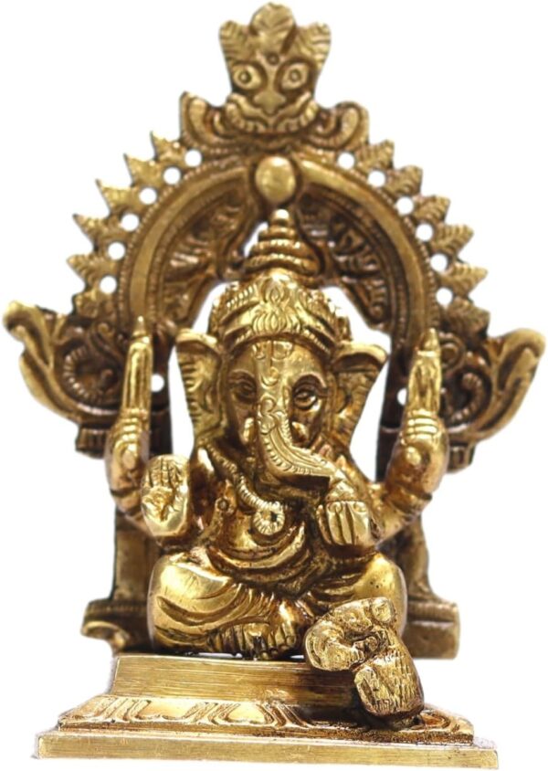 ASHIRWAD Brass Lord Ganesha Idol Statue for Home Hindu God Ganpati Bappa Vinayaka Pital Metal Murti (Ganesh-44)