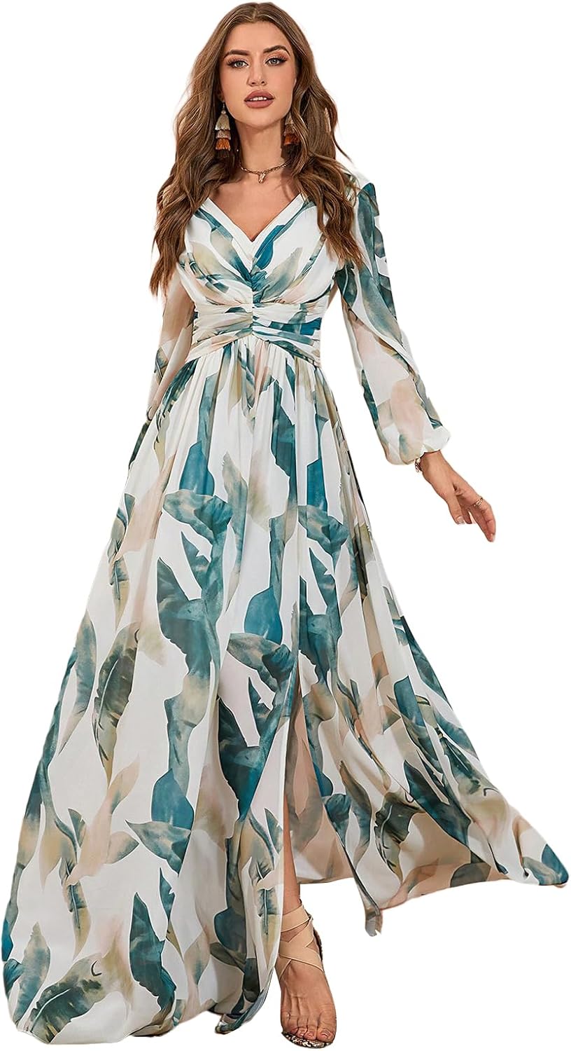 TOLEEN Summer Floral Dresses for Women Long Sleeve Casual Style Beach Swing Dresses