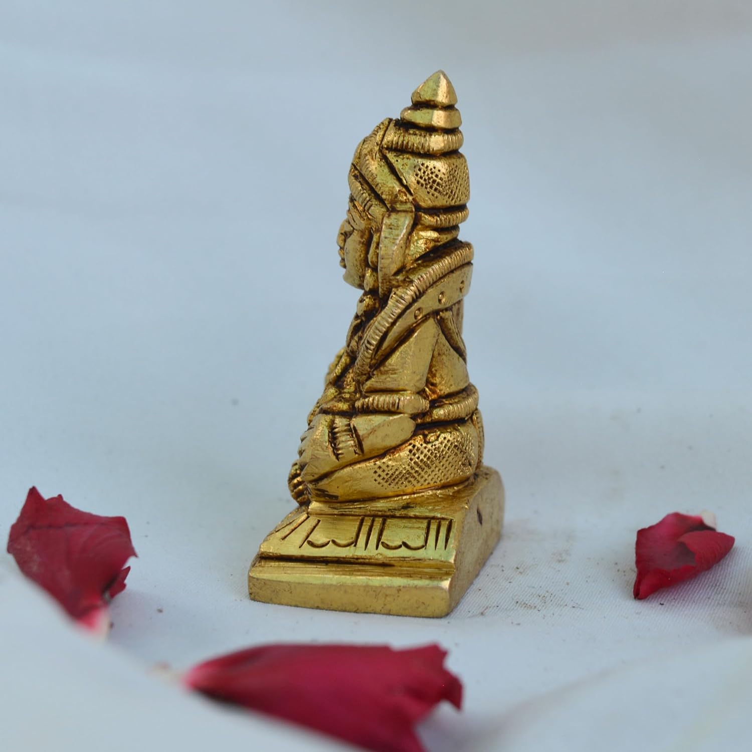 Brass Kuber Maharaj Statue Idol (2.25inch 120 gram) God of Treasure Wealth Deity Figurine Diwali Worship Home Decor Kubera Kuvera Dhanpati Vaisravana Raja Murti Sculpture Gift Puja Room (Model 3) - Image 6