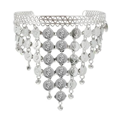 Honbay Belly Dance Hair Hoop Indian Dance Headband Tribal Headband with Bells and Coin Ornaments (Silver)