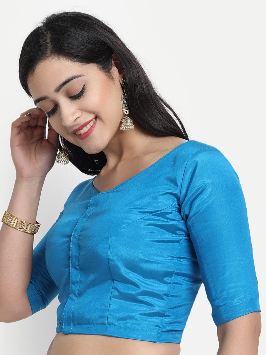 Indian Designer Women'S Readymade Silk And Satin Indian Ethnic Saree Blouse Crop Top Choli For Party Wear - Image 7