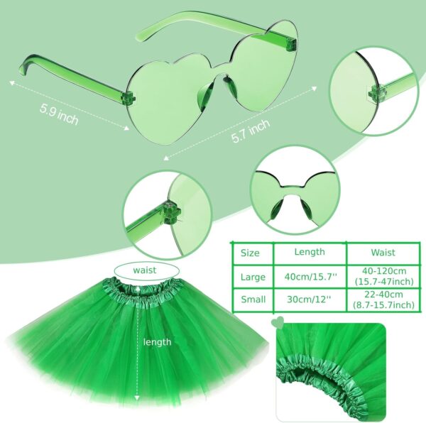 Tutu Costume Accessories Set Pom Pom Headband Layered Tulle Heart Sunglasses Necklaces Tutu Wear for Women - Image 2