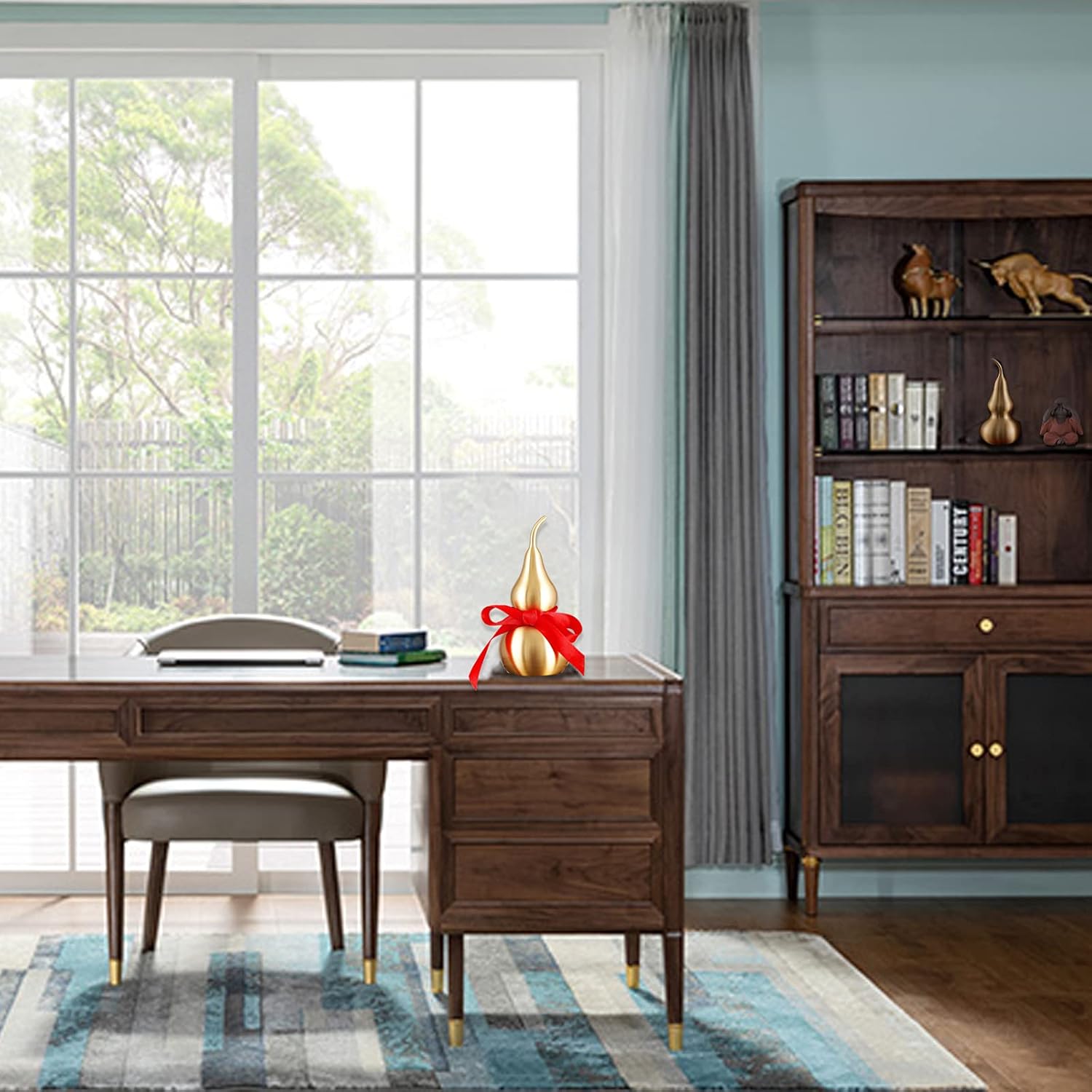 Feng Shui Decor Statue,Wu Lou Brass Gourd,with Red Luck Strip for Ideal Home Decoration,Collectible Figure Charm Amulet,6.36inch Tall,Full Brass,Hu Lu Bring Good Luck,Healthy,Wealth - Image 6