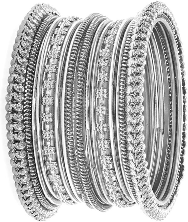 Aheli Tribal Traditional Antique Silver Oxidised Bangles Fashion Vintage Jewelry Gift for Women Size 2.6" - Image 6