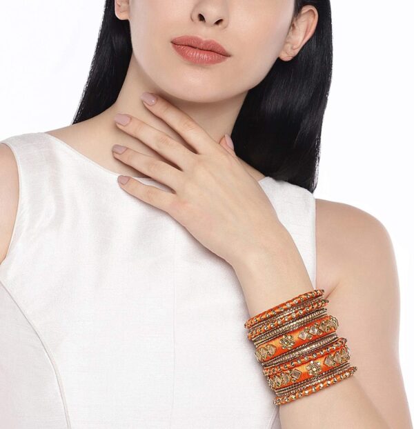 Aheli Ethnic Handmade Silk Thread Faux Stone Studded Bangle Set Bracelet Chudha Indian Wedding Festive Wear Fashion Jewelry Gift for Women Blue - Image 6