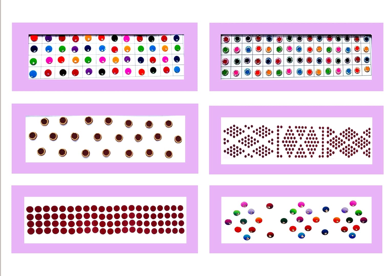 Cyan Collection, Multicolor and Multi Design Bindi Jewelry for Women Forehead, Indian Bindi, Bindi Face Jewels Multicolored Face Bindi Stickers1 (Pack of 6)