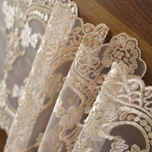 ARTABLE Lace Table Runner Dresser Scarf Macrame Embroidered Table Runners with Exquisite Flower Vintage Shabby Chic for Wedding Holiday Dinning (Champagne, 10 x 36 Inch) - Image 4