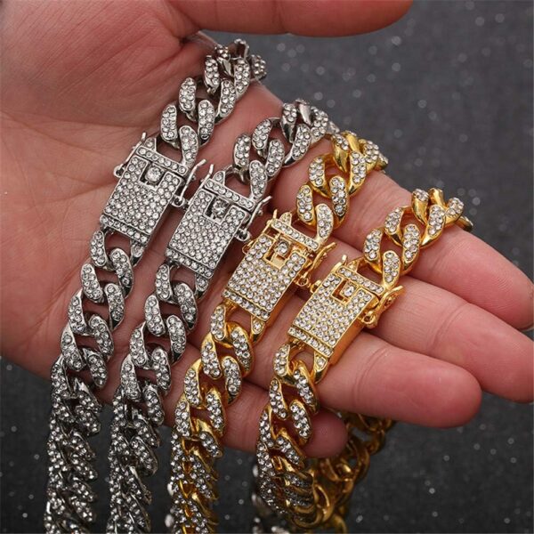 kelistom Cuban Link Anklet Bracelet for Women Men Hip-hop 18K Gold/White Gold Plated Iced Out Rhinestones Filled Chain Ankle Bracelets, 9" 10" 11" - Image 7