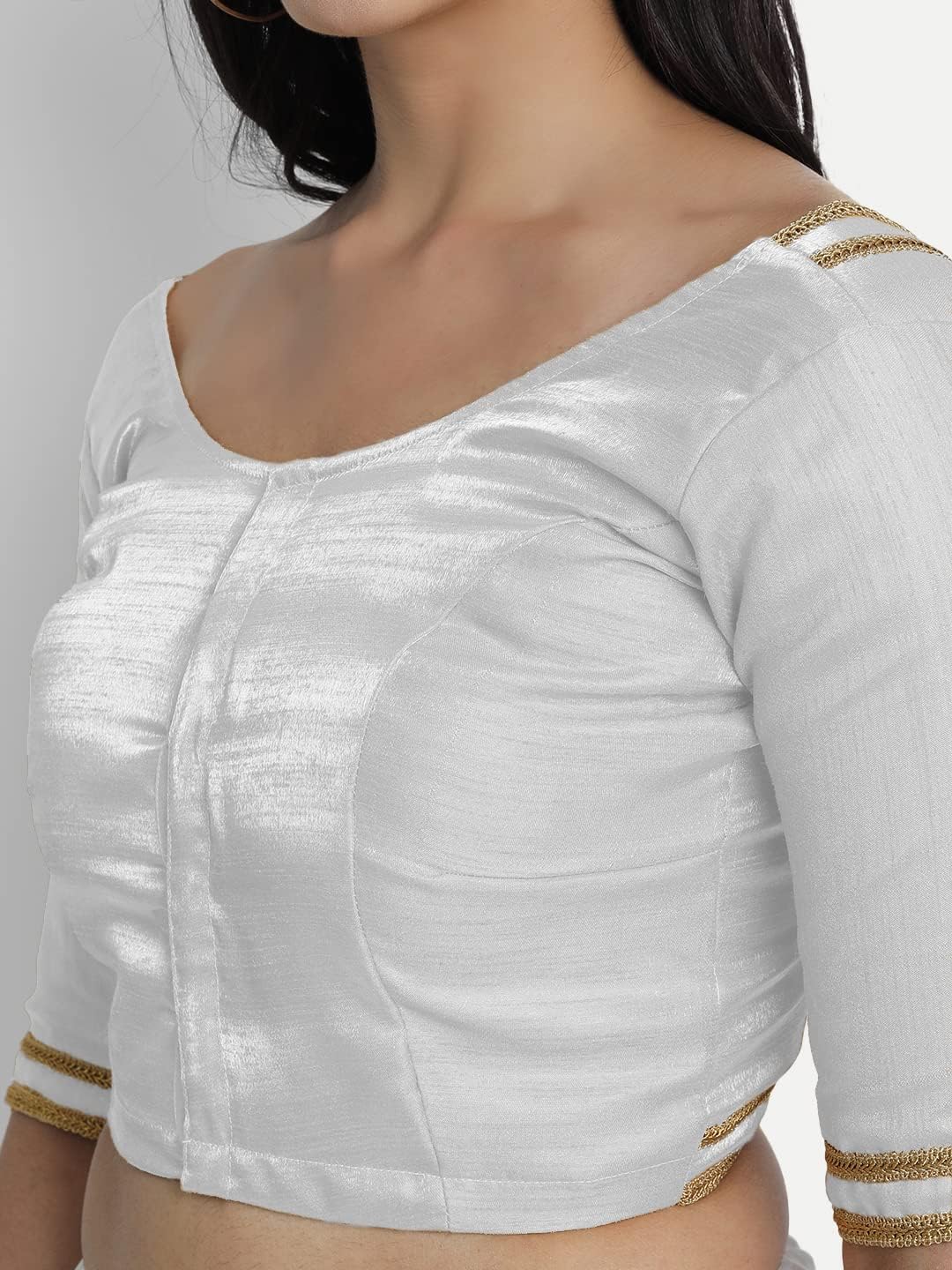 Indian Designer Women'S Readymade Silk And Satin Indian Ethnic Saree Blouse Crop Top Choli For Party Wear - Image 3