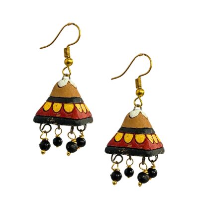Handcrafted Terracotta Danglers Terracotta Earrings Jewelry! Natura Earrings Gifts for Her (Black Beads)