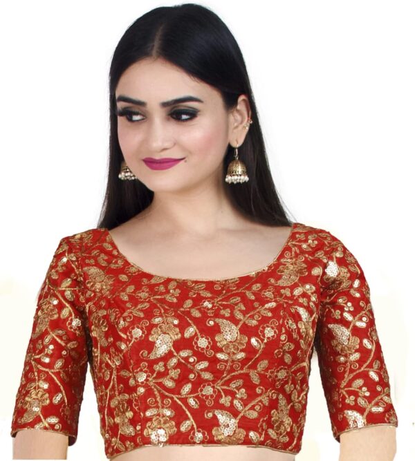 Chandrakala Embroidered Blouses for Women Sarees,Readymade (B187-P)