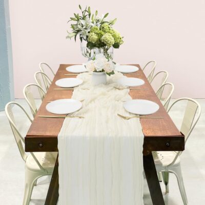 Beige Cheesecloth Table Runner 10FT Boho Cheese Cloth Table Runner for Baby Shower Wedding Bridal Decorations 35*120 Inch Long Gauze Table Runners for Birthday Garden Party