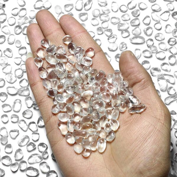 WAYBER Glass Stones, 1Lb/460g Irregular Sea Glass Dercorative Rocks Non-Toxic Artificial Crystal Pebbles for Aquarium Decoration/Vase Filler/Table Scatter/Handcraft/Jewelry Making/Gems Display, Clear - Image 2