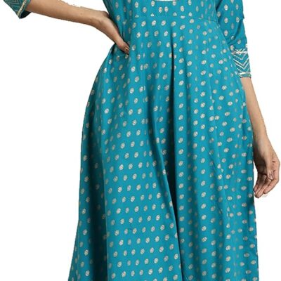 Yash Gallery Women's Cotton Slub Printed Anarkali Kurta