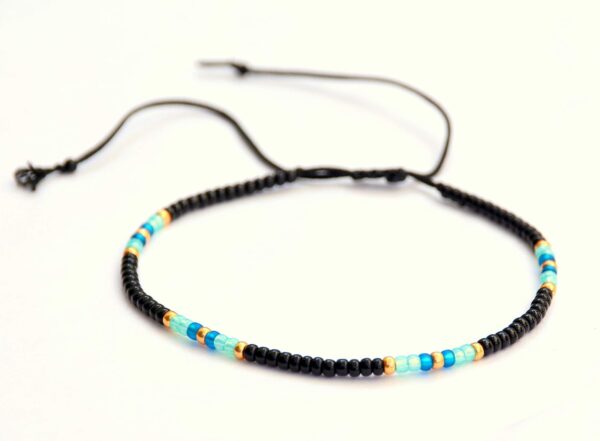 Anklet for Women, Unique Beaded Thin Anklet, Black Gold Colorful Boho Hippie Waterproof Beach Foot Jewelry, Native American Style, Handmade by Tribes (S-M (adjustable)) - Image 9