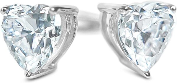 Diamond Earrings For Women, Diamond Stud Earrings For Men, 14k White Gold 1ct - 2 carat Princess, Heart, Round Cut Screw Back Earrings VVS1 D-E Color [Simulated Diamond] Fox Jewelry Co