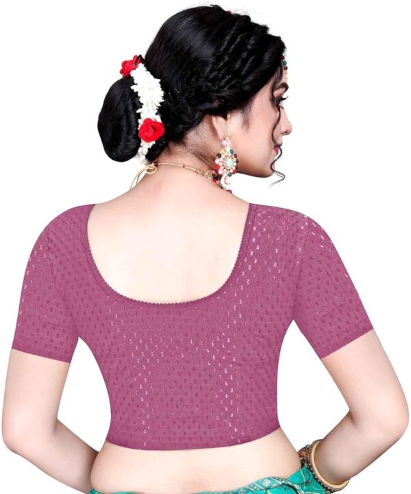 Cotton Lycra StretchableSaree Blouse Half Sleeve Dry Fit Workout Crop Top Gym Sports Top Authletic Shirt - Image 2